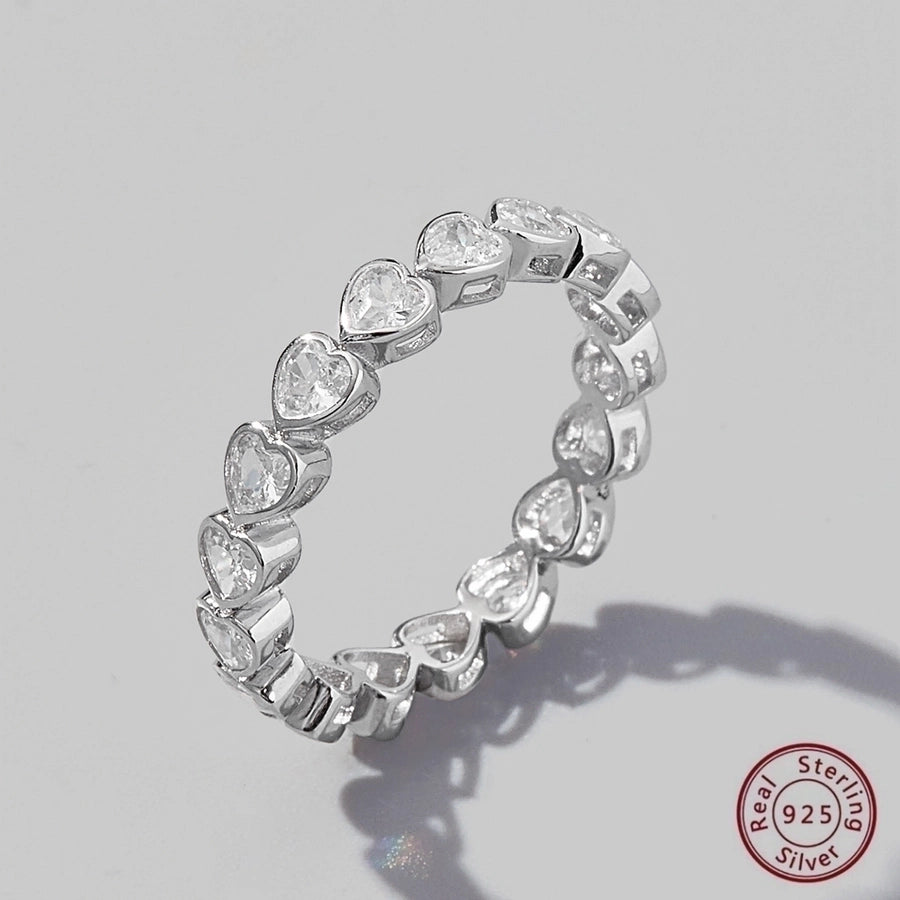 White Gold Plated 925 Sterling Silver Zircon Solid Color Rings