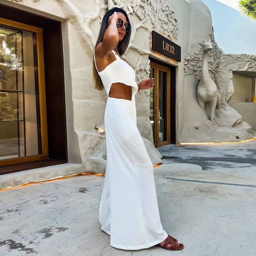 Solid color asymmetric Jumpsuit