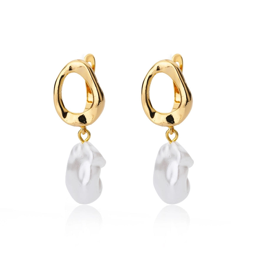 freshwater pearl copper zircon drop earrings
