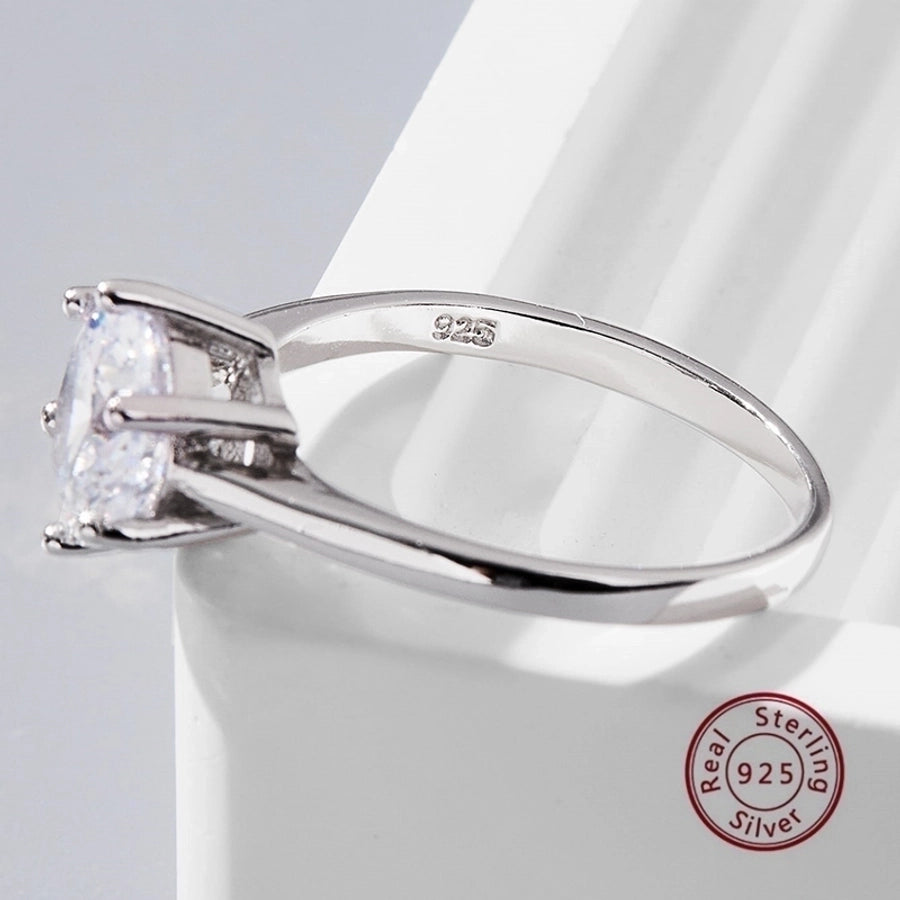 White Gold Plated 925 Sterling Silver Zircon Solid Color Rings