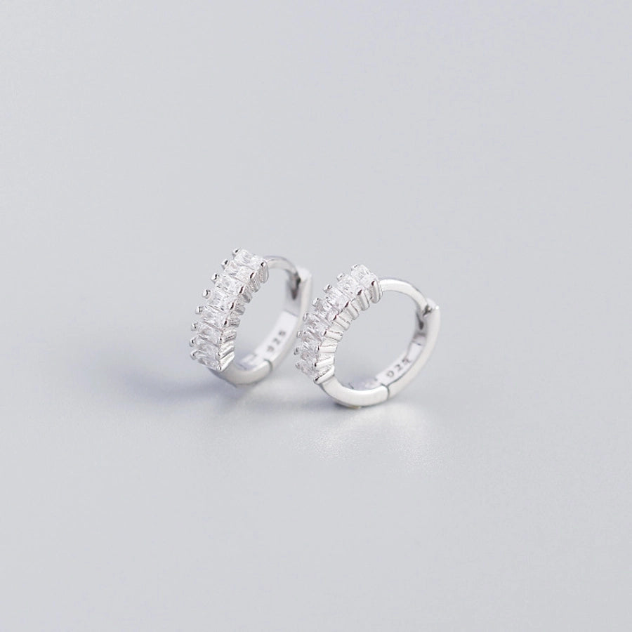 925 Sterling Silver Gem Geometric Studs