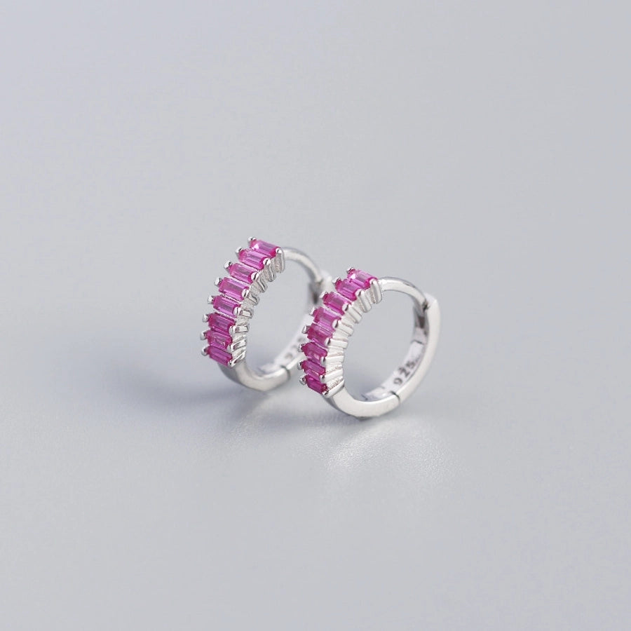 925 Sterling Silver Gem Geometric Studs