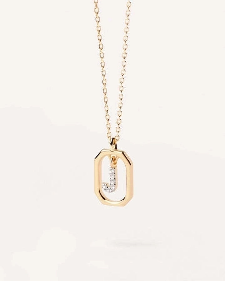 925 Sterling Silver Zircon letter pendant Necklace