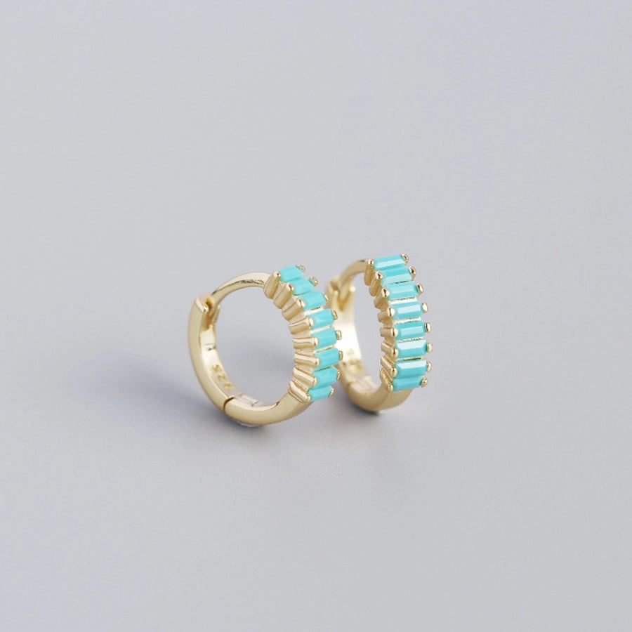 925 Sterling Silver Gem Geometric Studs