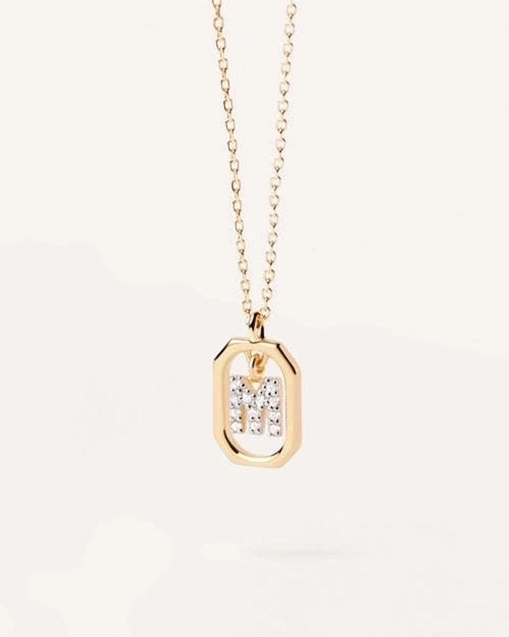 925 Sterling Silver Zircon letter pendant Necklace