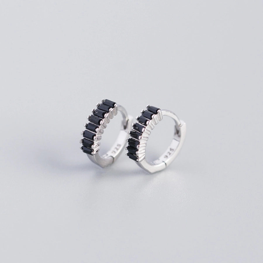 925 Sterling Silver Gem Geometric Studs