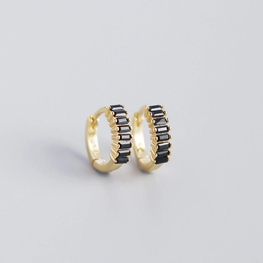 925 Sterling Silver Gem Geometric Studs