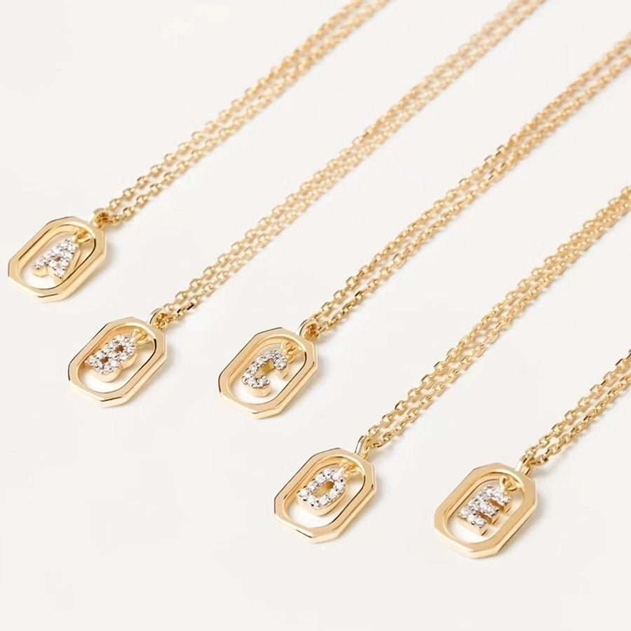925 Sterling Silver Zircon letter pendant Necklace