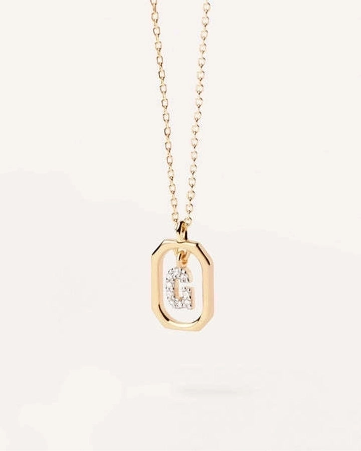 925 Sterling Silver Zircon letter pendant Necklace