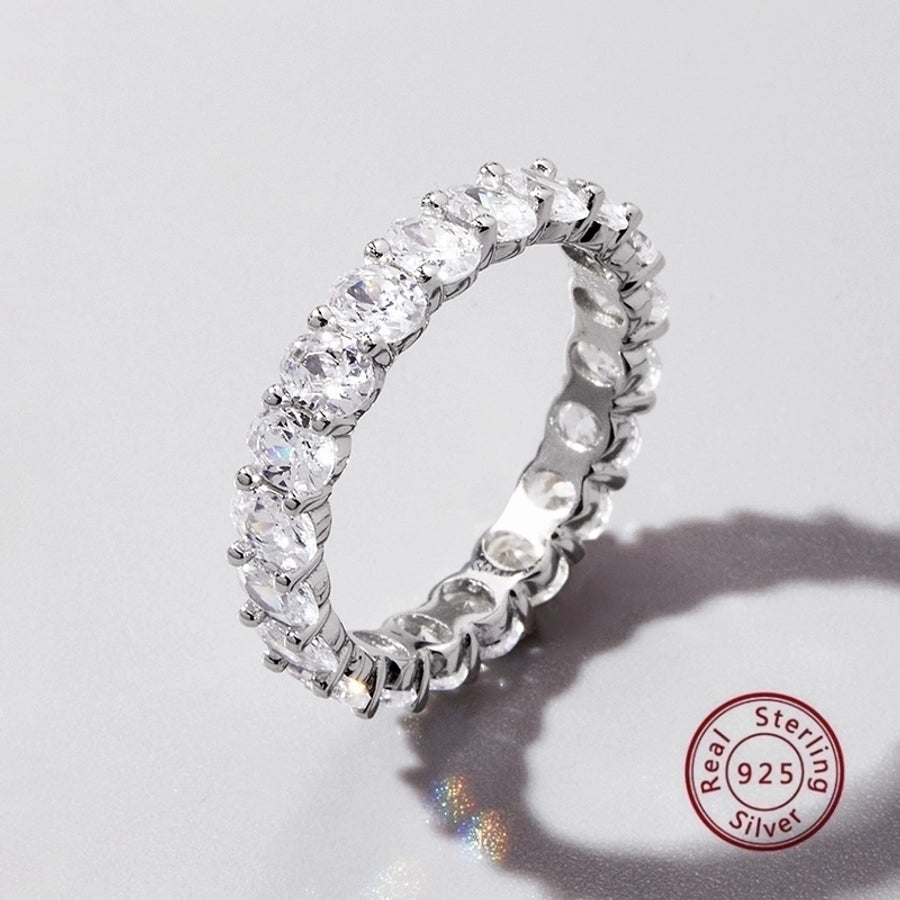 White Gold Plated 925 Sterling Silver Zircon Solid Color Rings