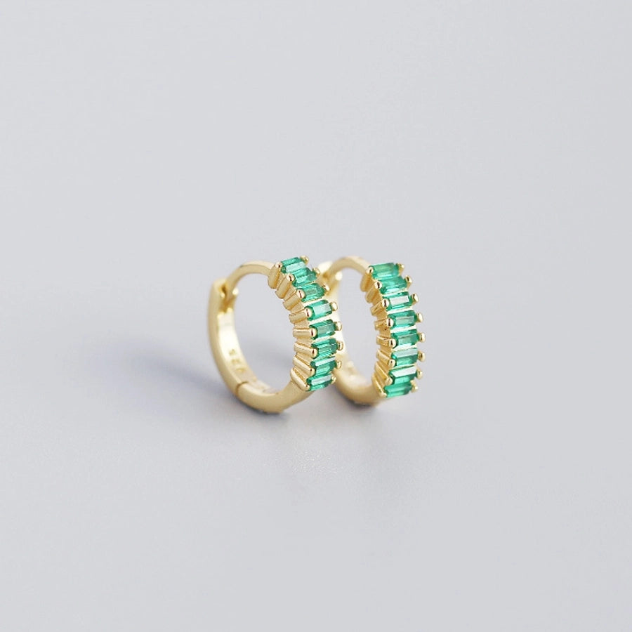 925 Sterling Silver Gem Geometric Studs