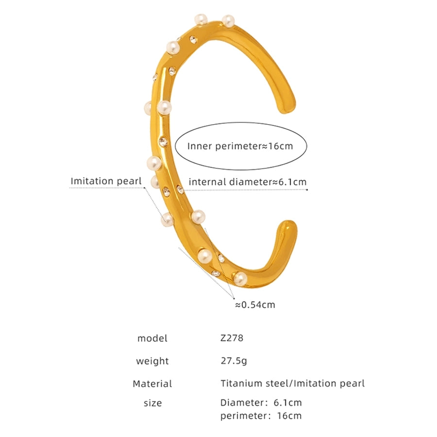 Baroque Style 18K Gold Plated Artificial Pearls Bangle