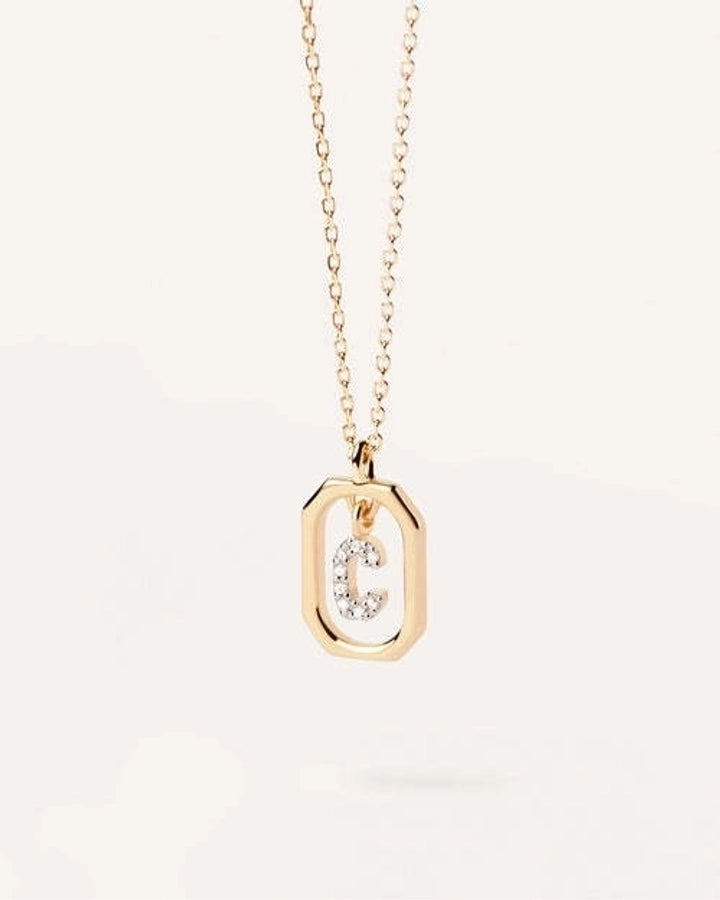 925 Sterling Silver Zircon letter pendant Necklace