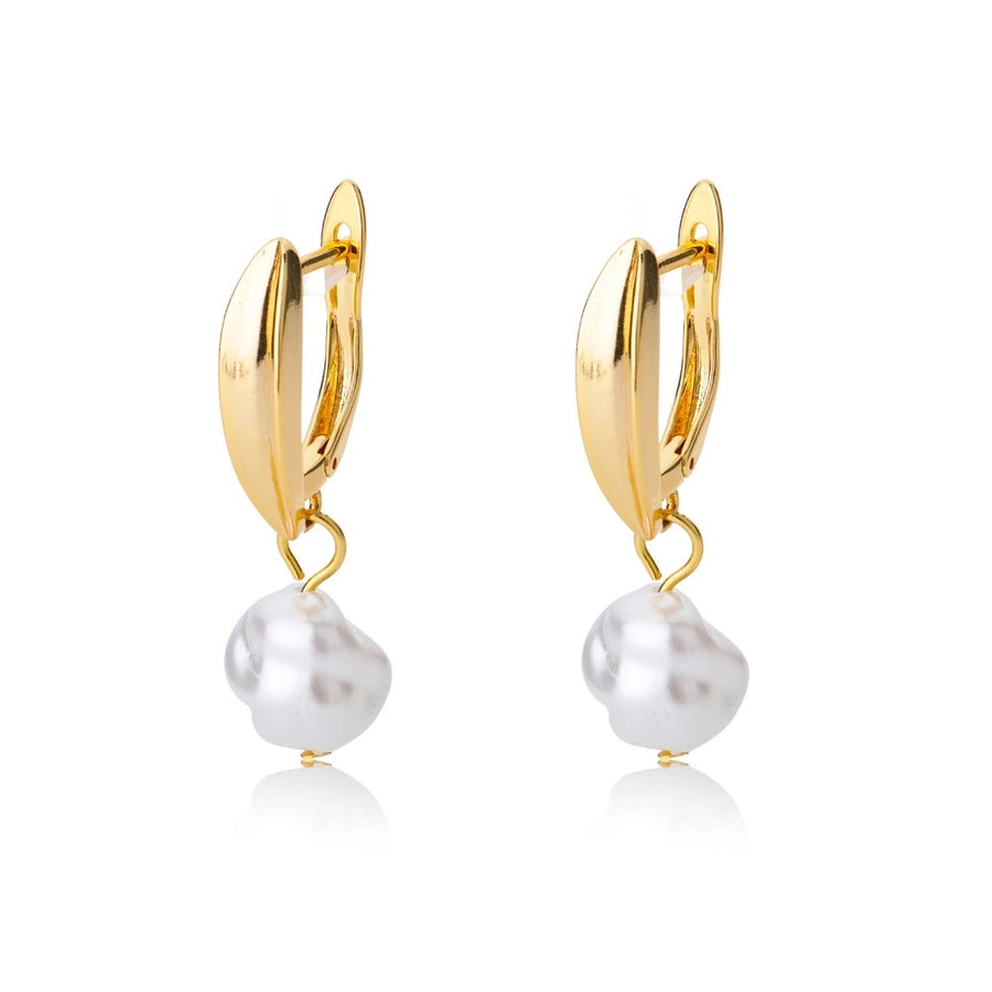 freshwater pearl copper zircon drop earrings