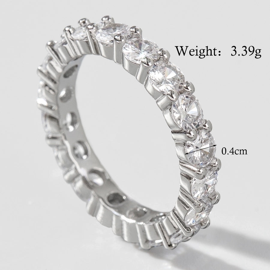 White Gold Plated 925 Sterling Silver Zircon Solid Color Rings