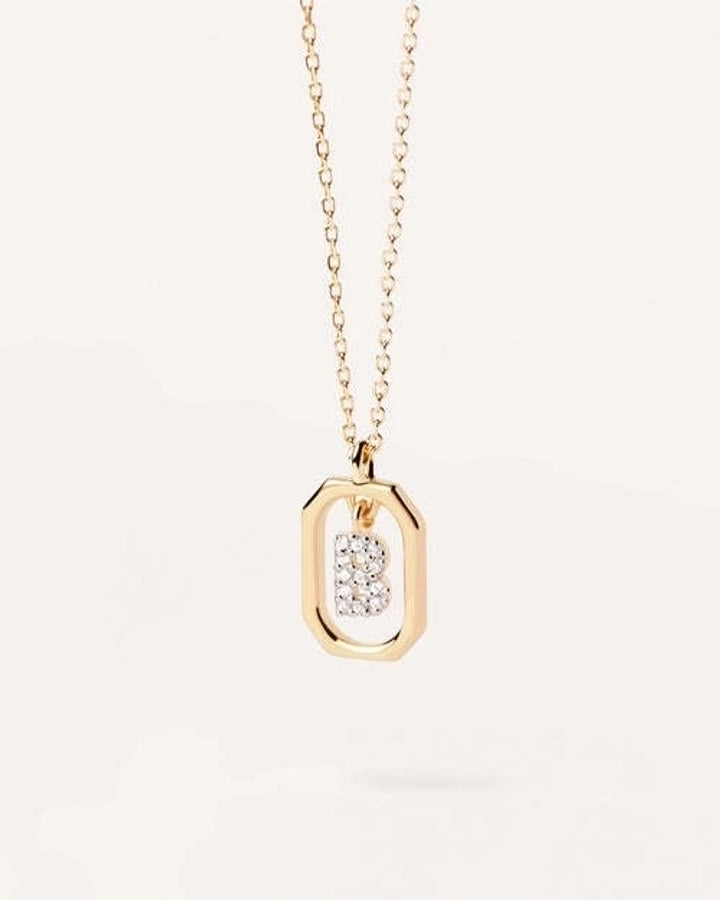925 Sterling Silver Zircon letter pendant Necklace