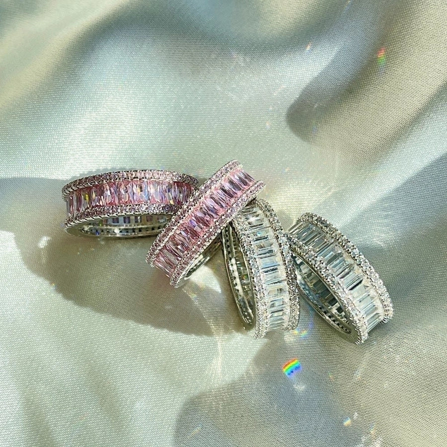 925 Sterling Silver Zircon Geometric Rings