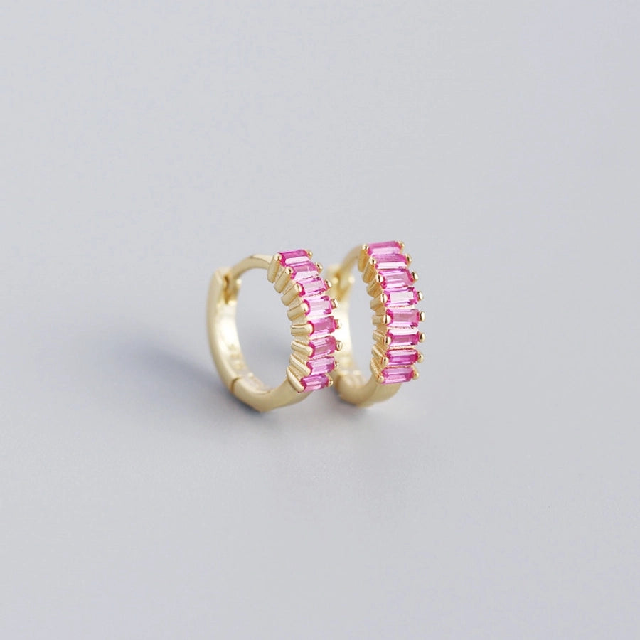 925 Sterling Silver Gem Geometric Studs