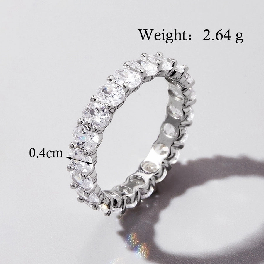 White Gold Plated 925 Sterling Silver Zircon Solid Color Rings