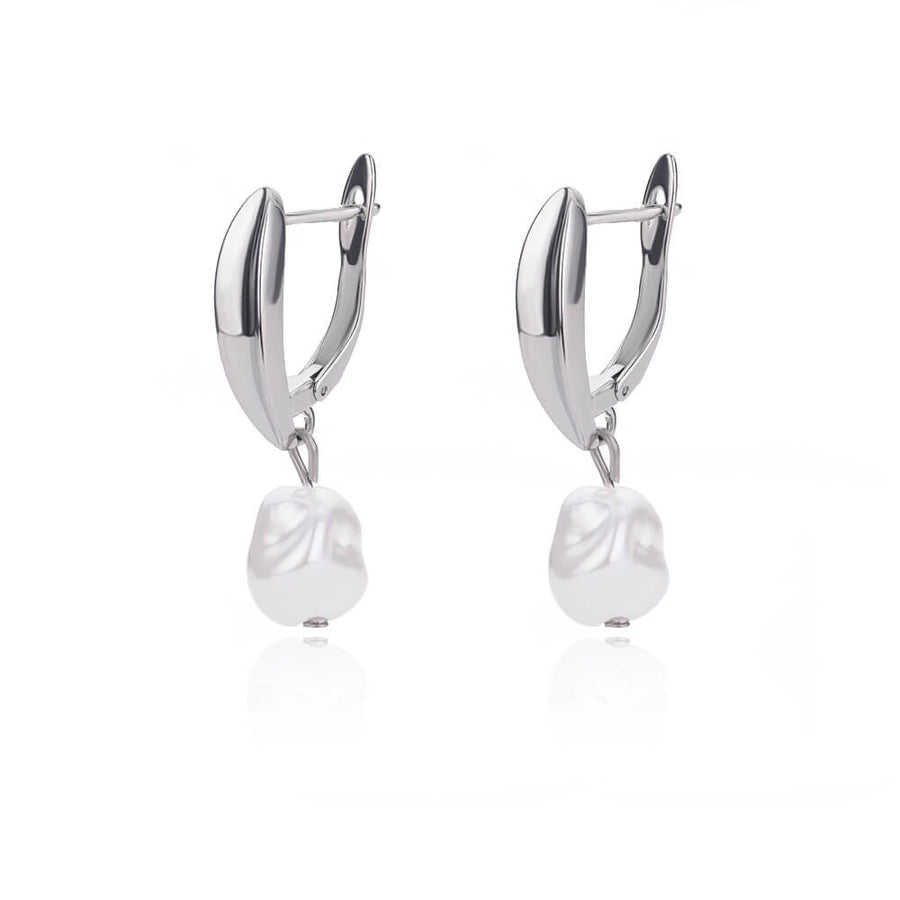 freshwater pearl copper zircon drop earrings