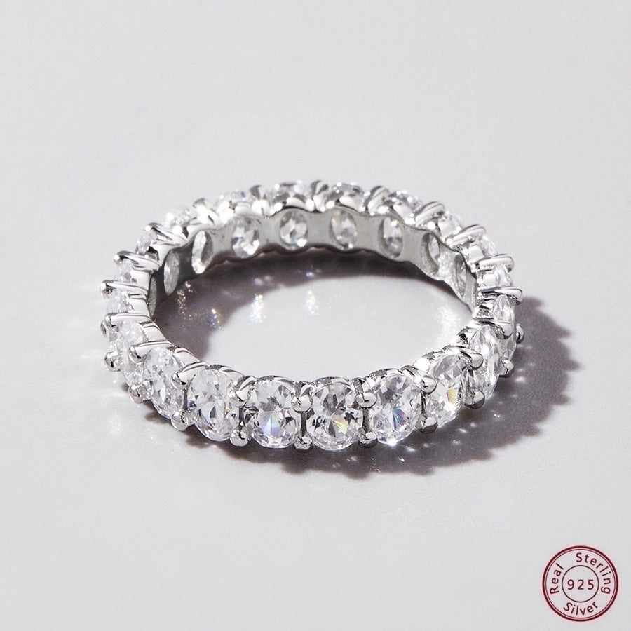 White Gold Plated 925 Sterling Silver Zircon Solid Color Rings