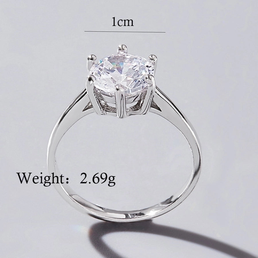 White Gold Plated 925 Sterling Silver Zircon Solid Color Rings