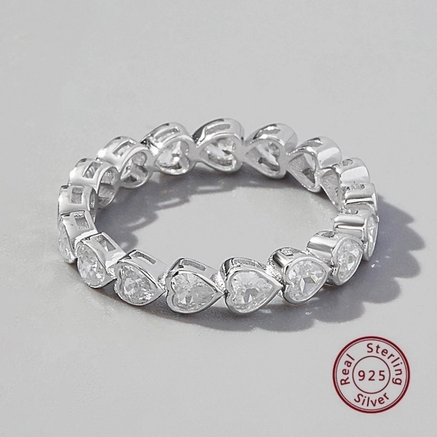 White Gold Plated 925 Sterling Silver Zircon Solid Color Rings