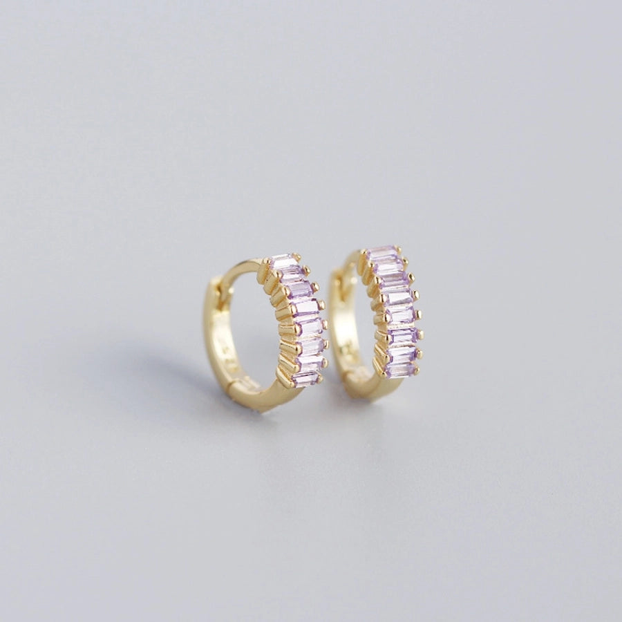 925 Sterling Silver Gem Geometric Studs