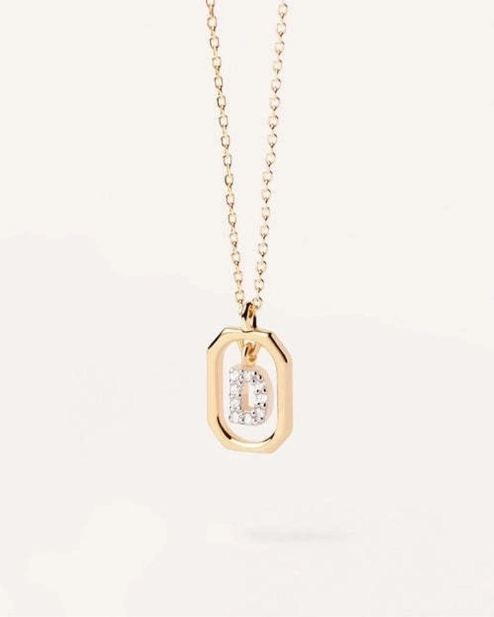 925 Sterling Silver Zircon letter pendant Necklace