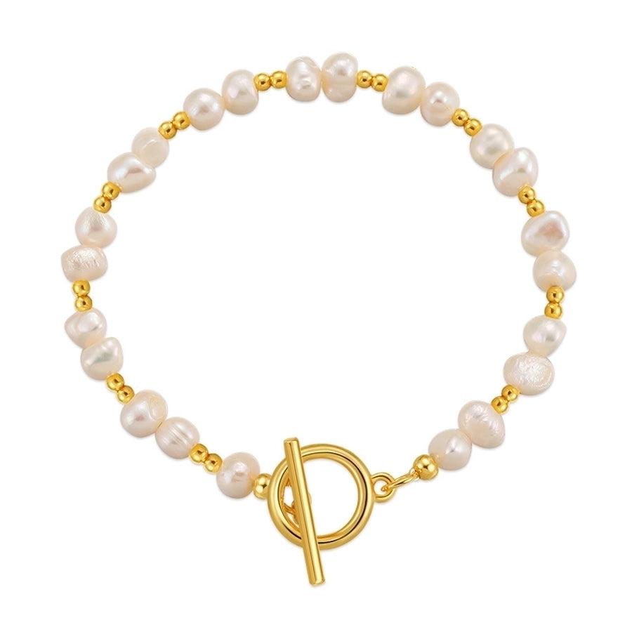 Freshwater pearl copper 18k gold plated bracelets