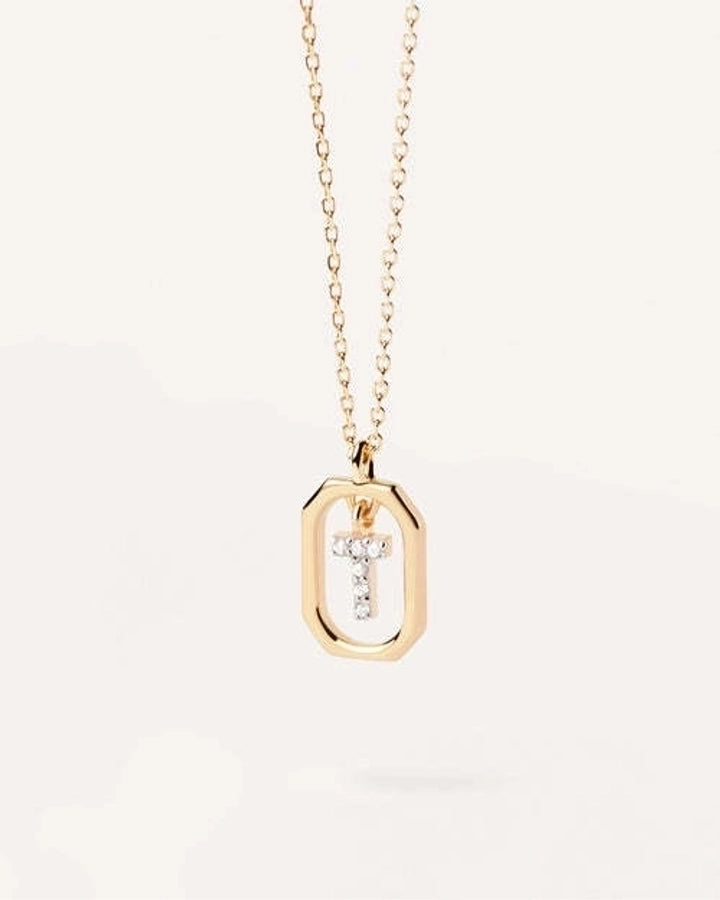 925 Sterling Silver Zircon letter pendant Necklace