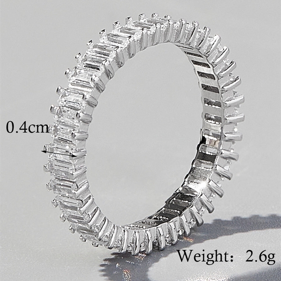 White Gold Plated 925 Sterling Silver Zircon Solid Color Rings