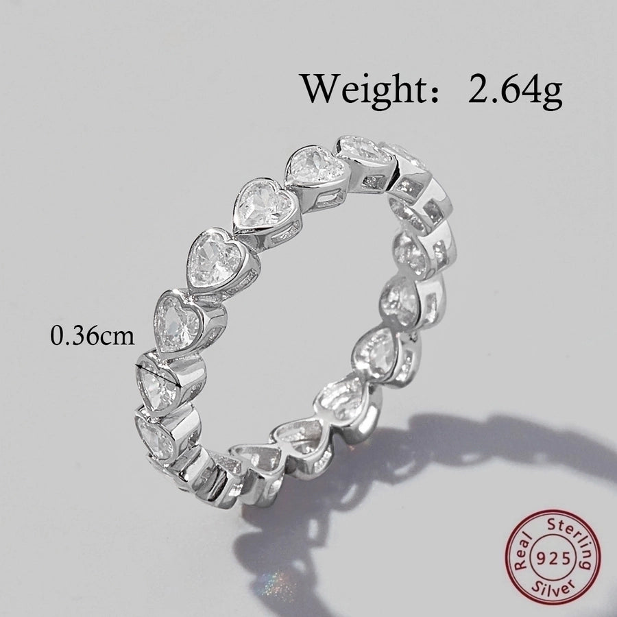 White Gold Plated 925 Sterling Silver Zircon Solid Color Rings