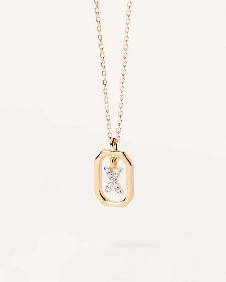 925 Sterling Silver Zircon letter pendant Necklace