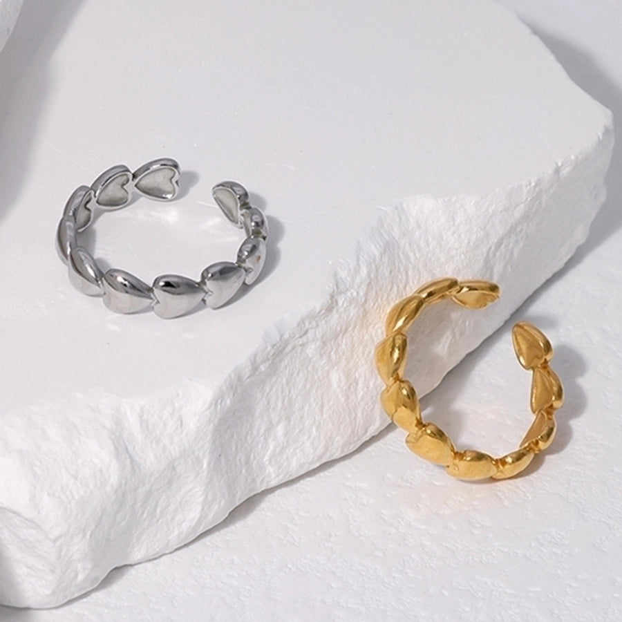 Sweet Heart Shape 304 Stainless Steel 18K Gold Plated Rings