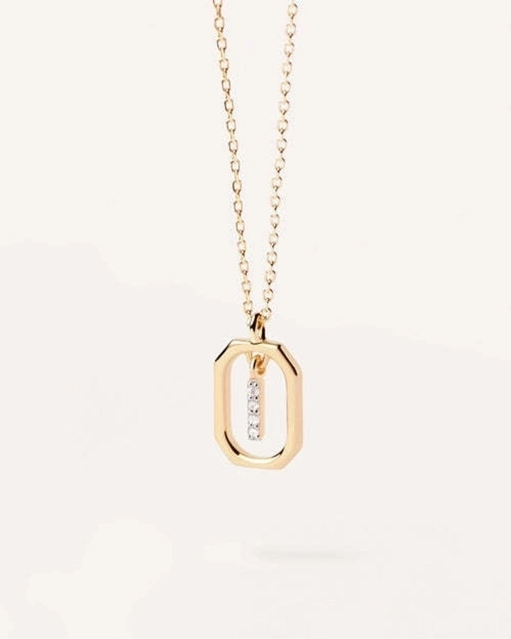 925 Sterling Silver Zircon letter pendant Necklace