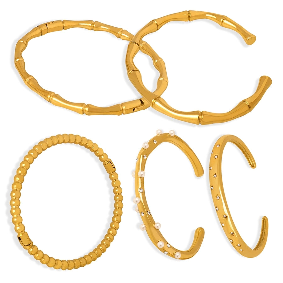 Baroque Style 18K Gold Plated Artificial Pearls Bangle
