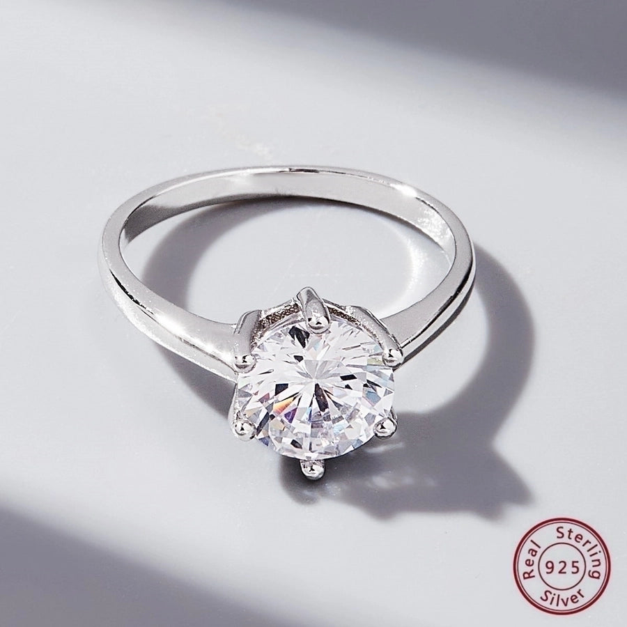 White Gold Plated 925 Sterling Silver Zircon Solid Color Rings