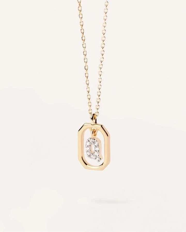 925 Sterling Silver Zircon letter pendant Necklace