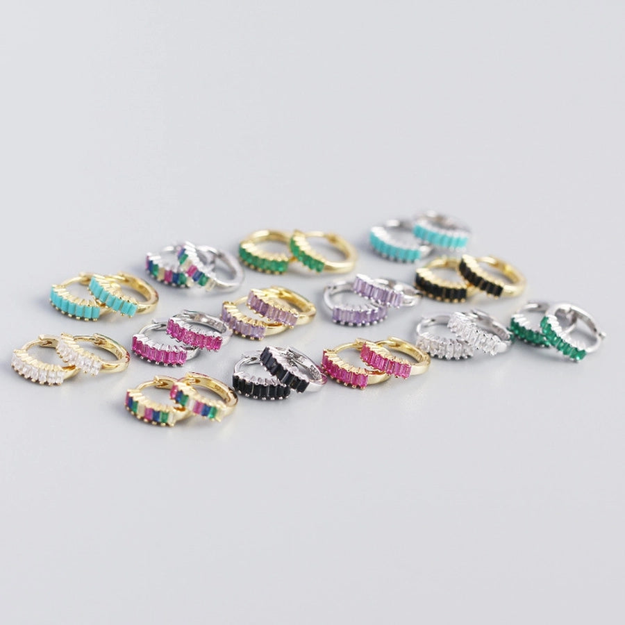 925 Sterling Silver Gem Geometric Studs