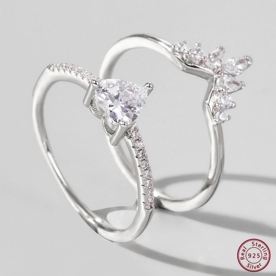 White Gold Plated 925 Sterling Silver Zircon Solid Color Rings