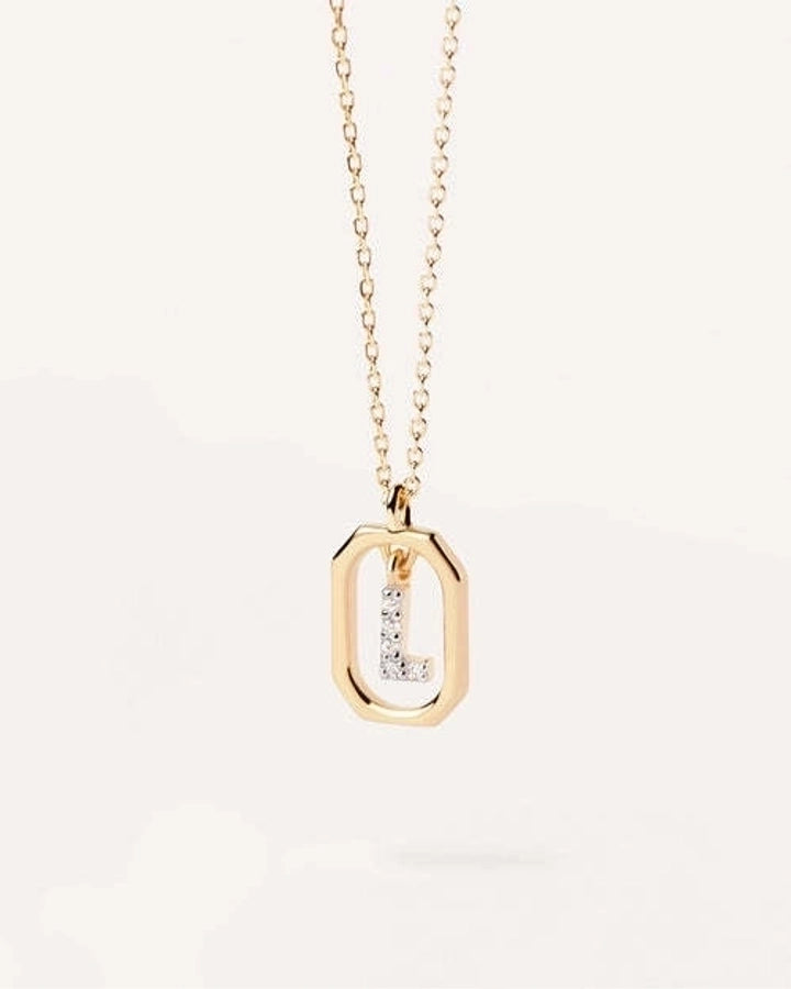 925 Sterling Silver Zircon letter pendant Necklace