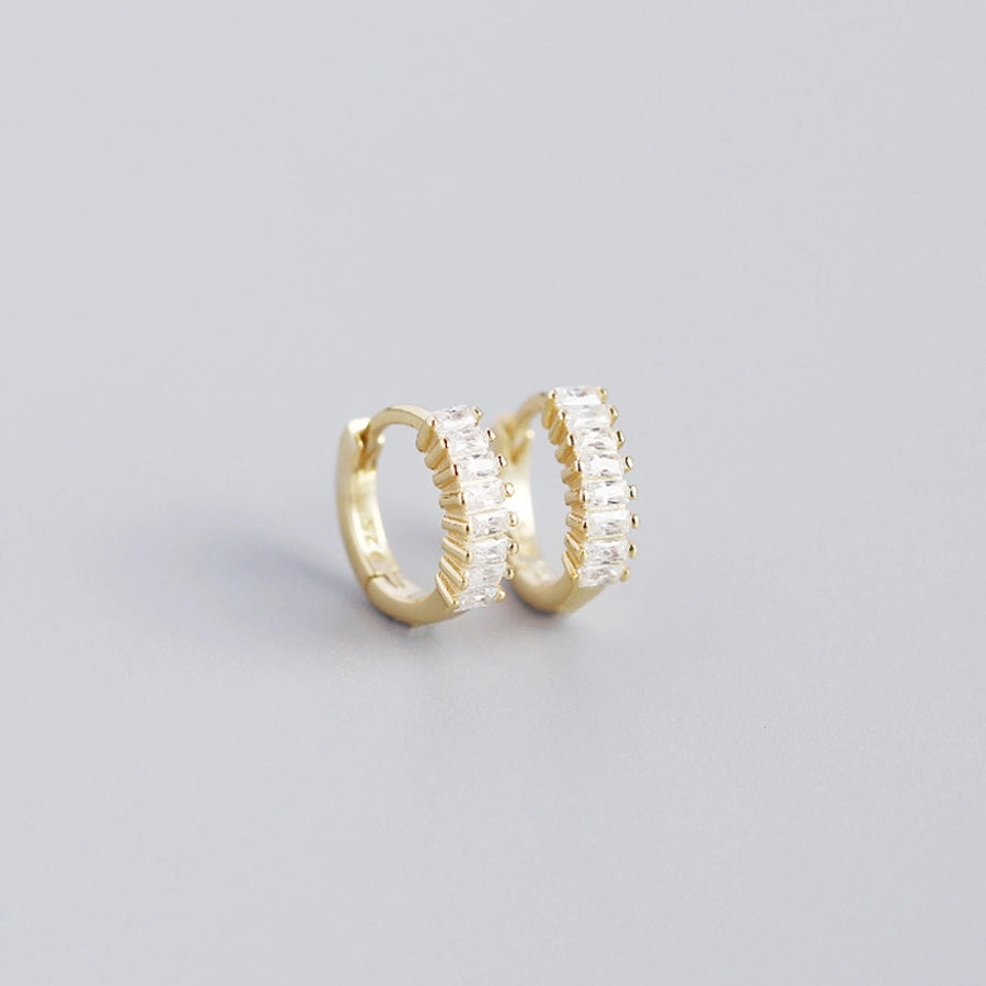 925 Sterling Silver Gem Geometric Studs