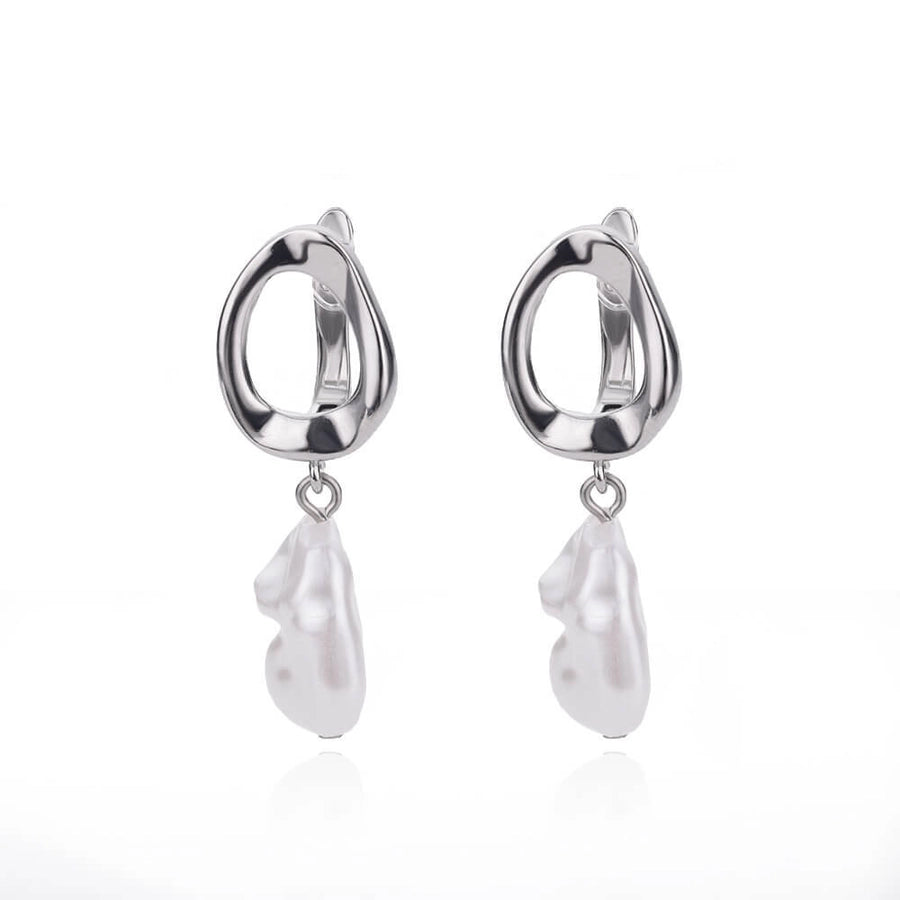 freshwater pearl copper zircon drop earrings