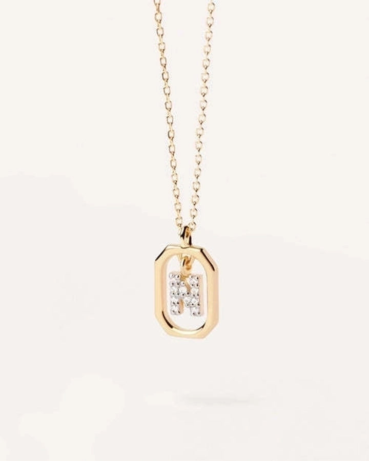 925 Sterling Silver Zircon letter pendant Necklace