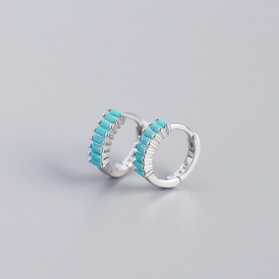 925 Sterling Silver Gem Geometric Studs
