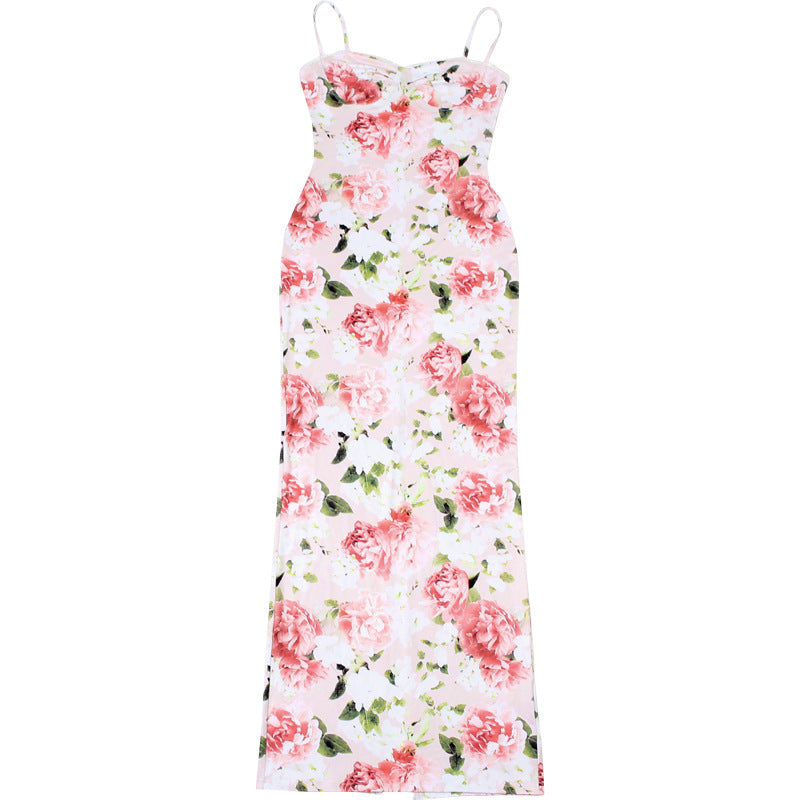 Pastel floral strap maxi dress