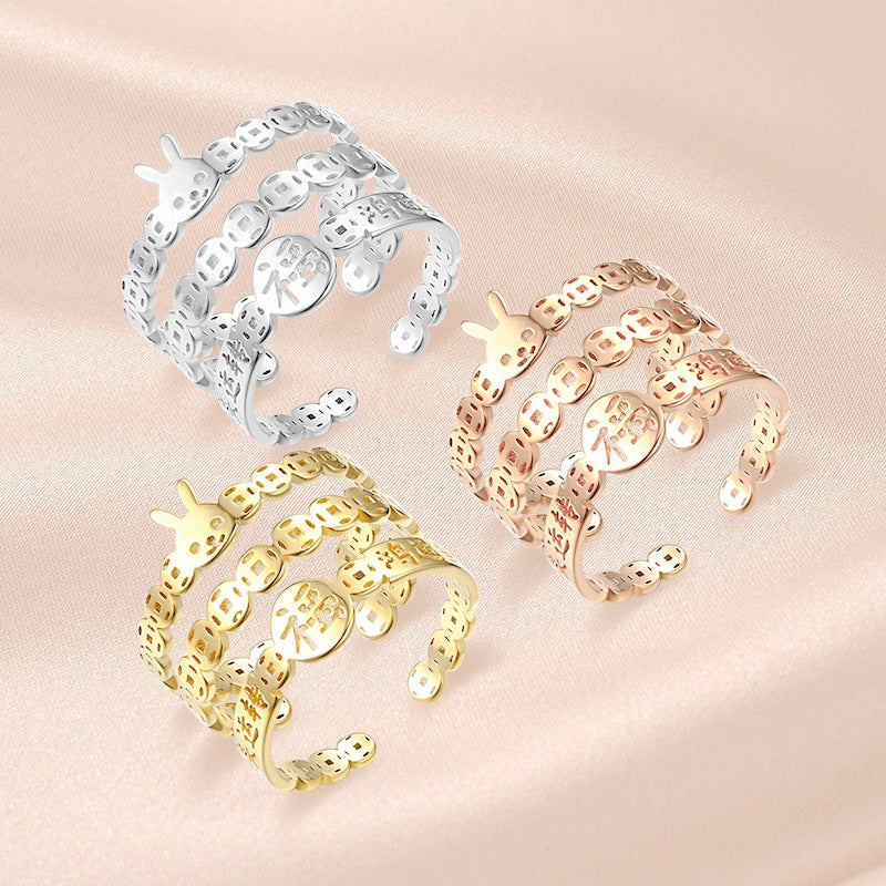 18K Gold Plated Inlay Open Ring