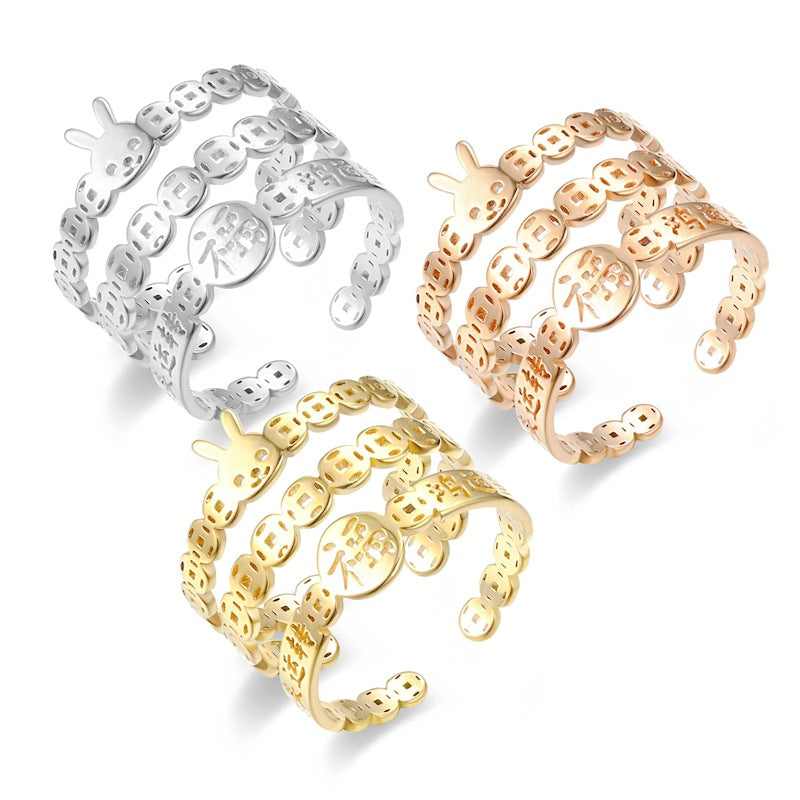 18K Gold Plated Inlay Open Ring