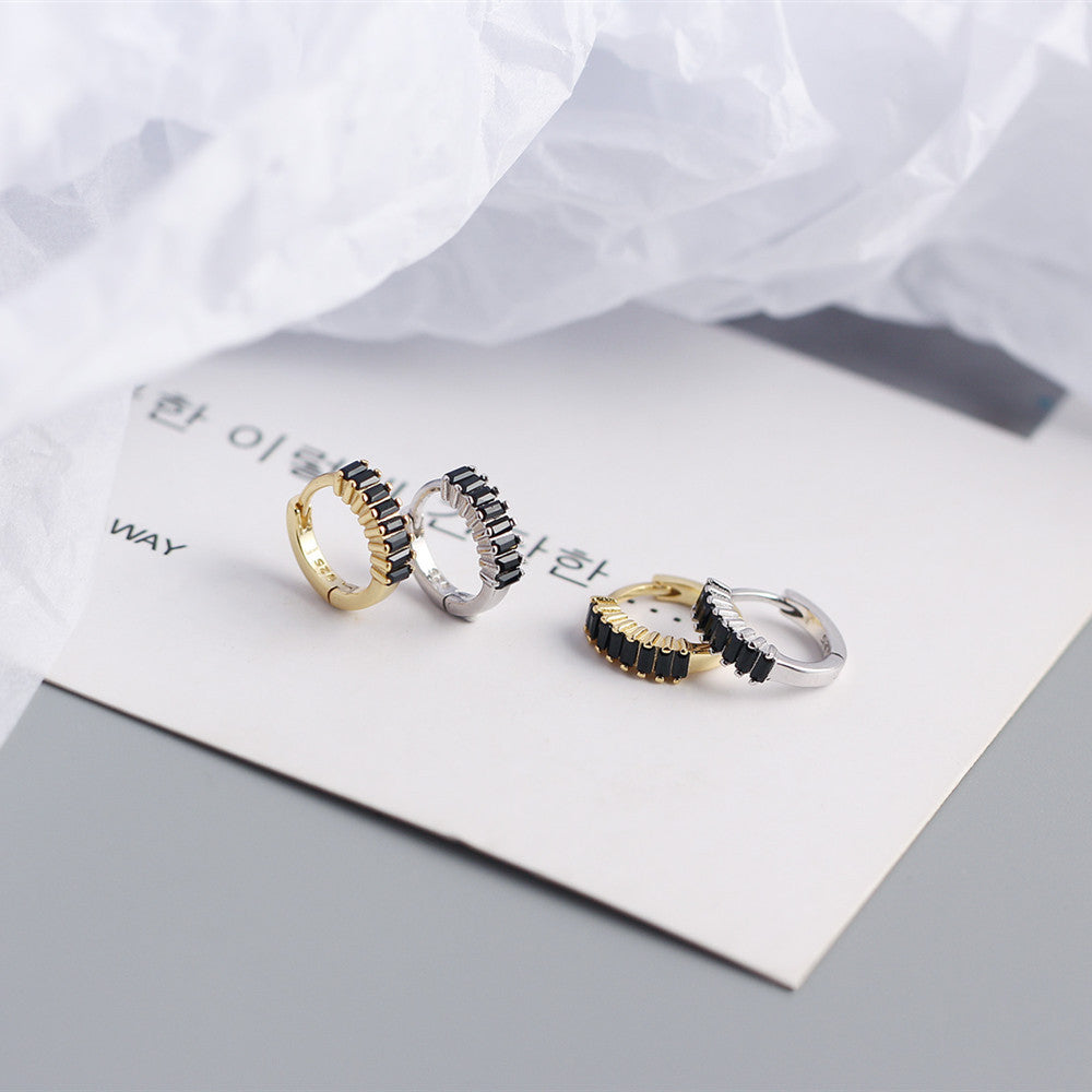 925 Sterling Silver Gem Geometric Studs